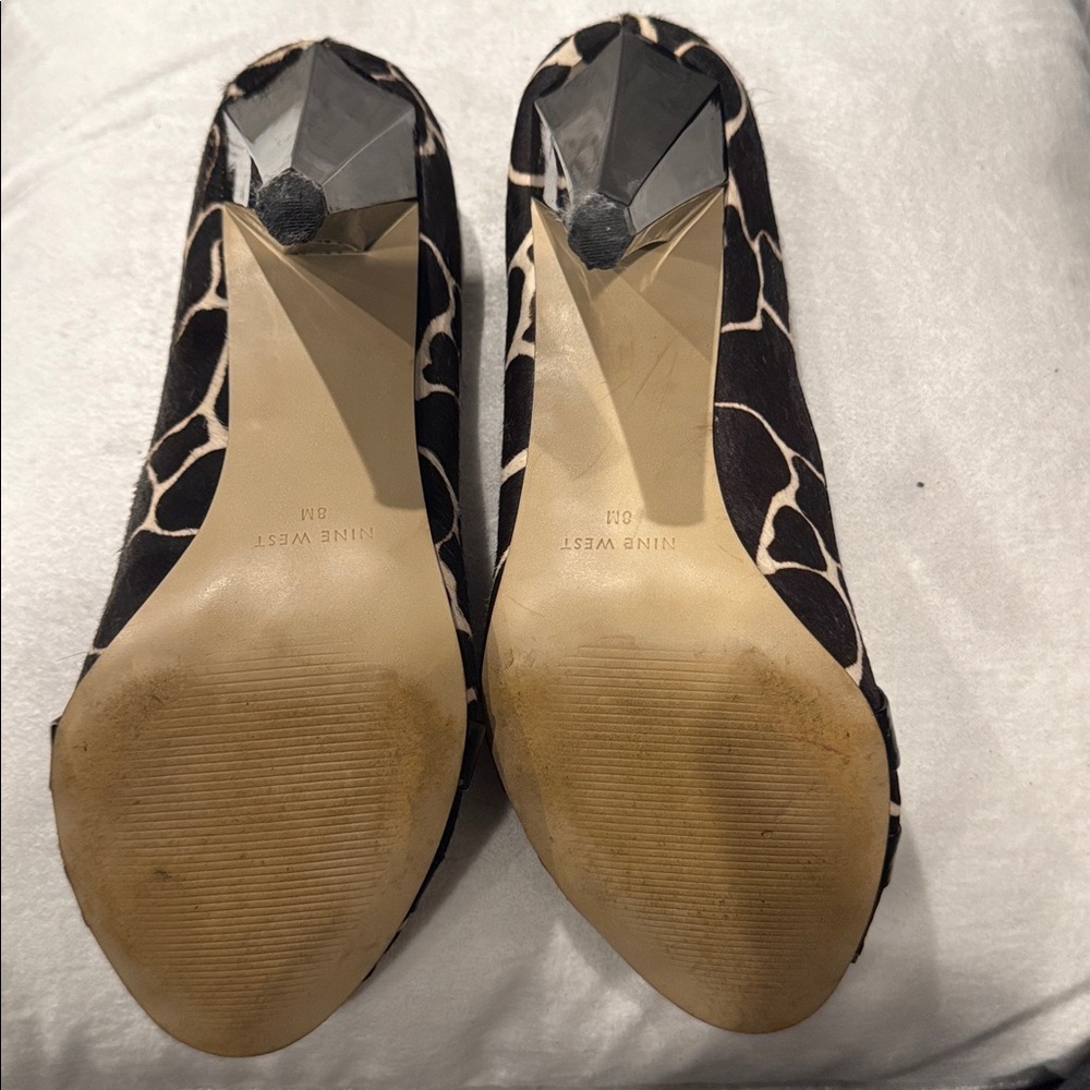 Nine West Leopard Print Peep Toe Heels Classic Animal Print Pumps Size 8 - Picture 7 of 10